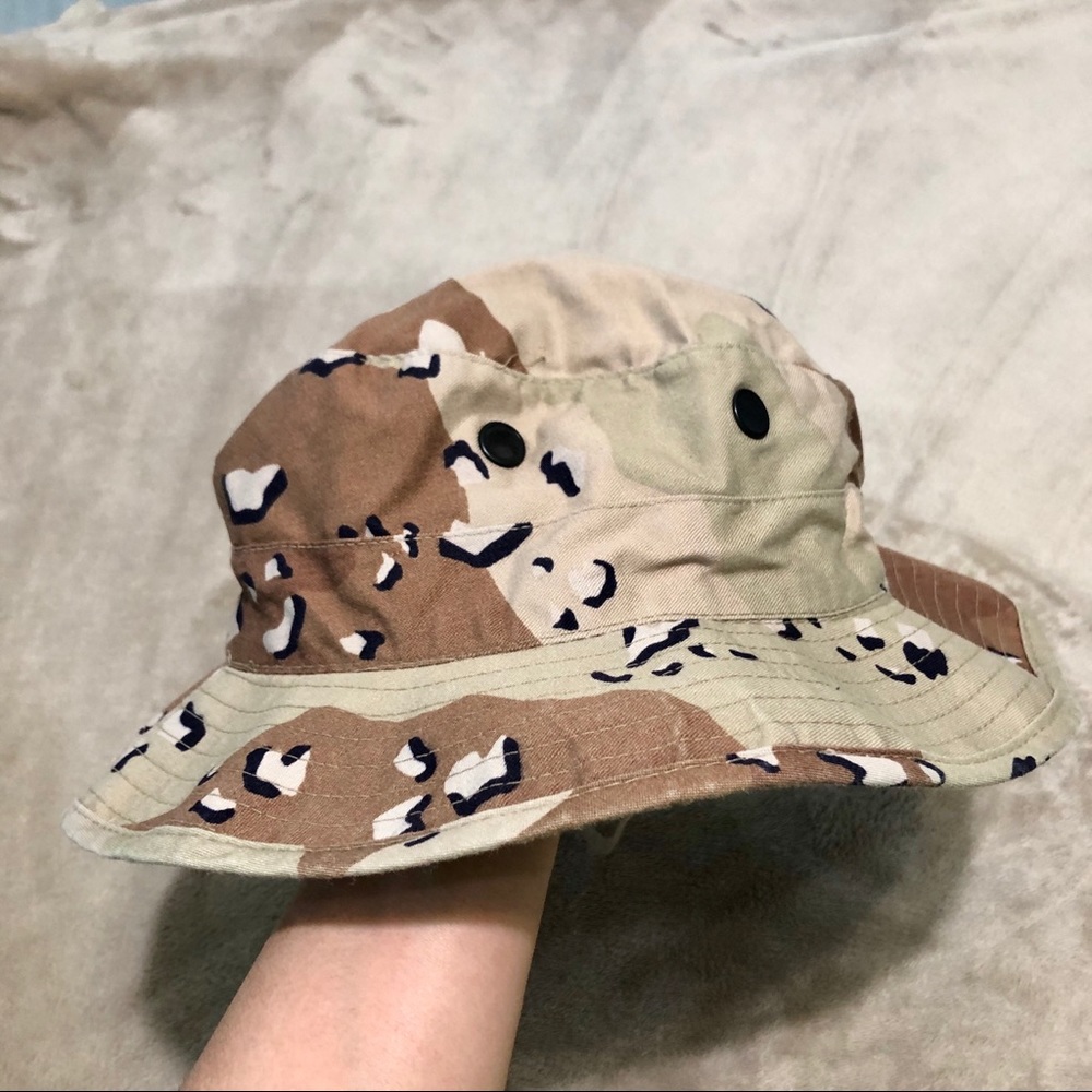 Men’s Beige Camo Cotton Blend Hat